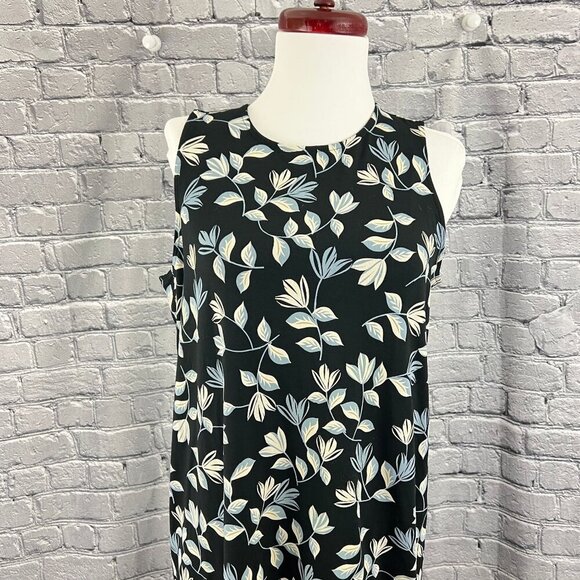 J. Jill Wearever Collection Black Sleeveless Floral Dress Tall Size ST - Picture 2 of 7